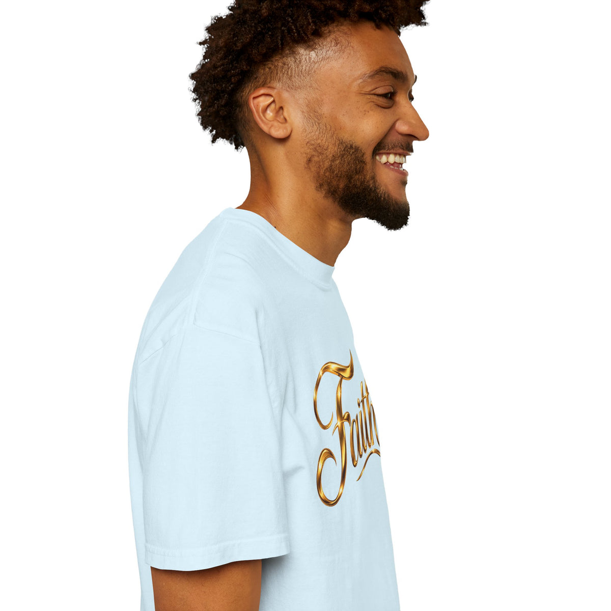 Faith Script T-Shirt — Gold Calligraphy Faith Tee