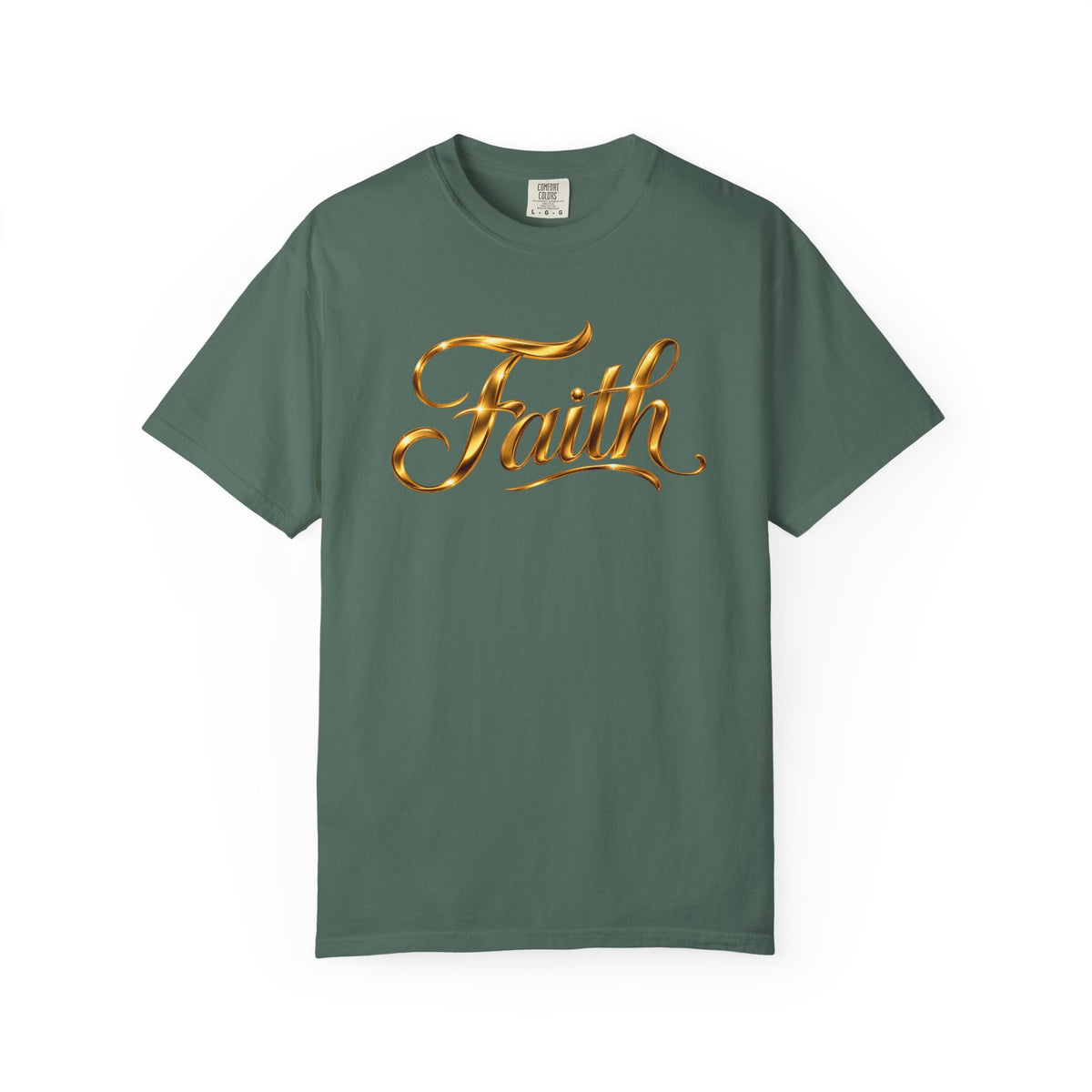 Faith Script T-Shirt — Gold Calligraphy Faith Tee