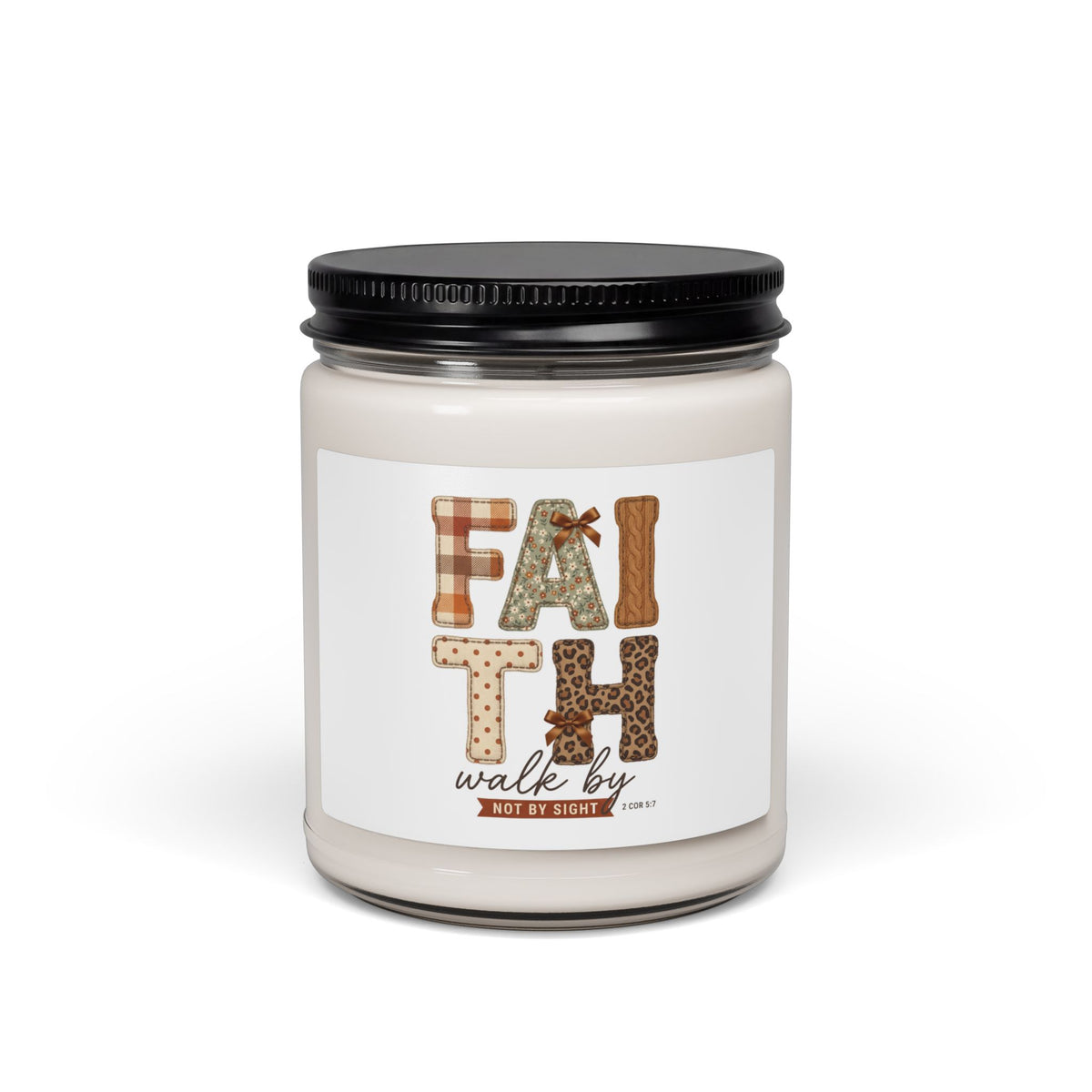 Faith Walks By Night Soy Candle | Christian Autumn, Fall Plaid Leaf