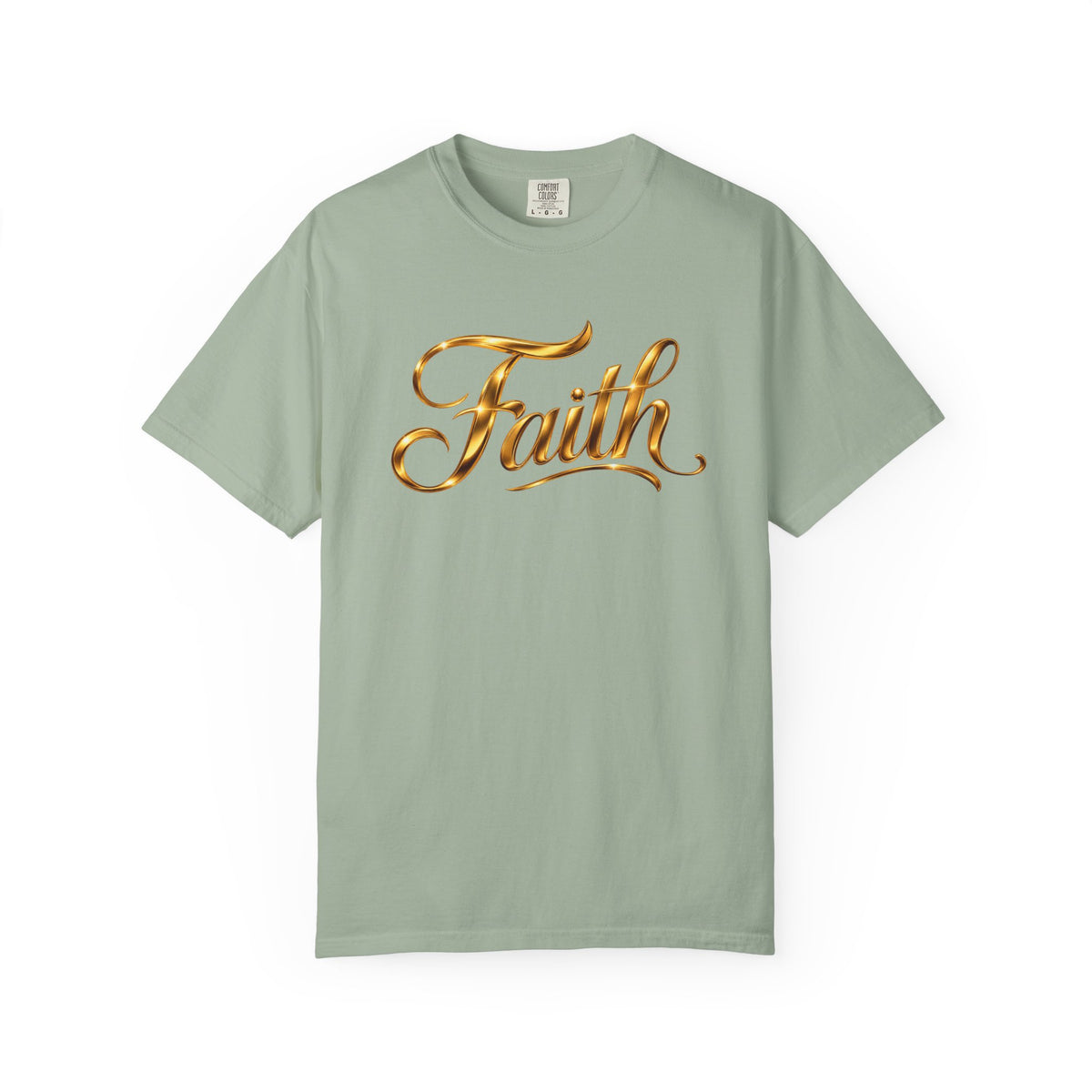 Faith Script T-Shirt — Gold Calligraphy Faith Tee