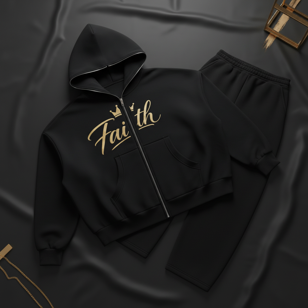 The Faith Comfort Set — Black Hoodie & Sweatpants